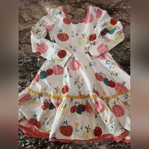 Wildflowers Multicolor Pumpkin Print Kids Dress